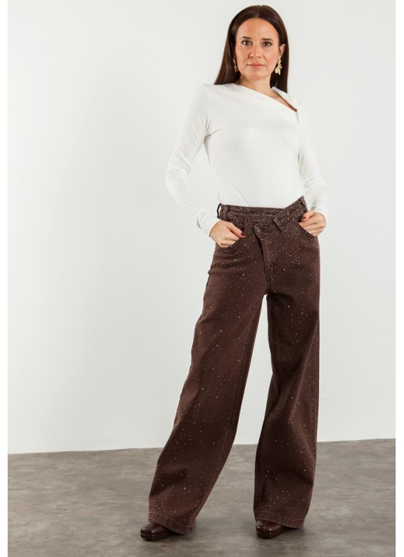 Jeans dad fit strass
