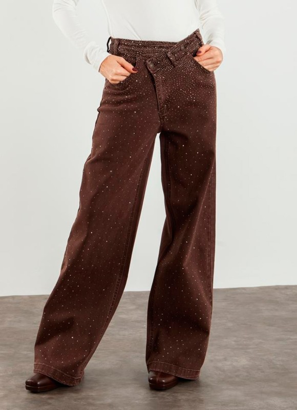 Jeans Marrón Chocolate con Strass | Tendencia Nueva Colección Premonicion.online