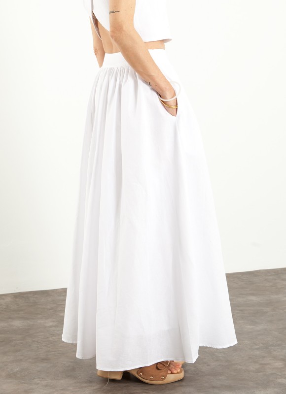 Falda Larga Verde Oliva y Blanco | Tendencia Nueva Colección Premonicion.online