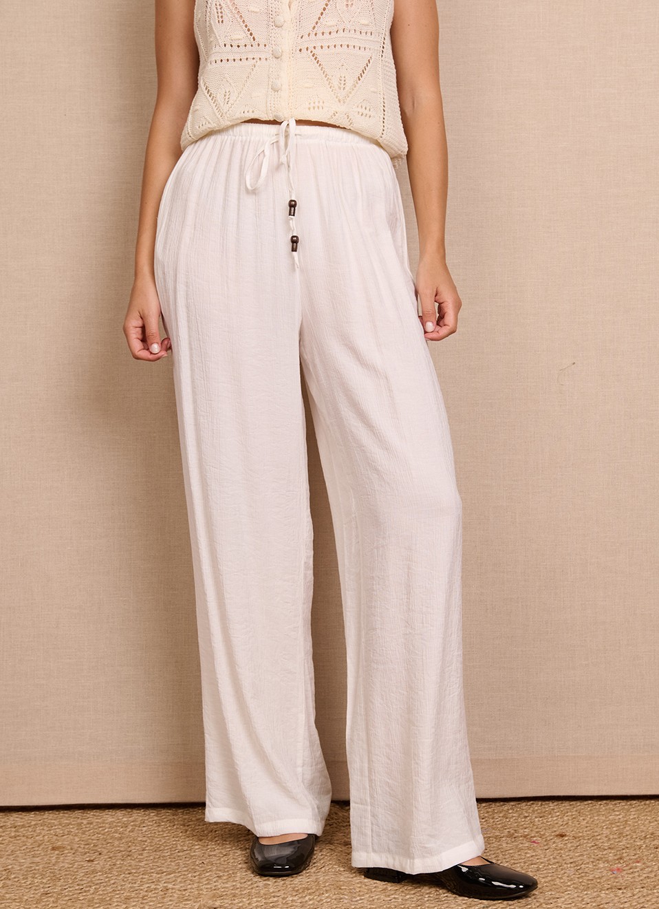 Pantalón Fluido Mujer, Verde, Blanco y Marrón | Premonición.online