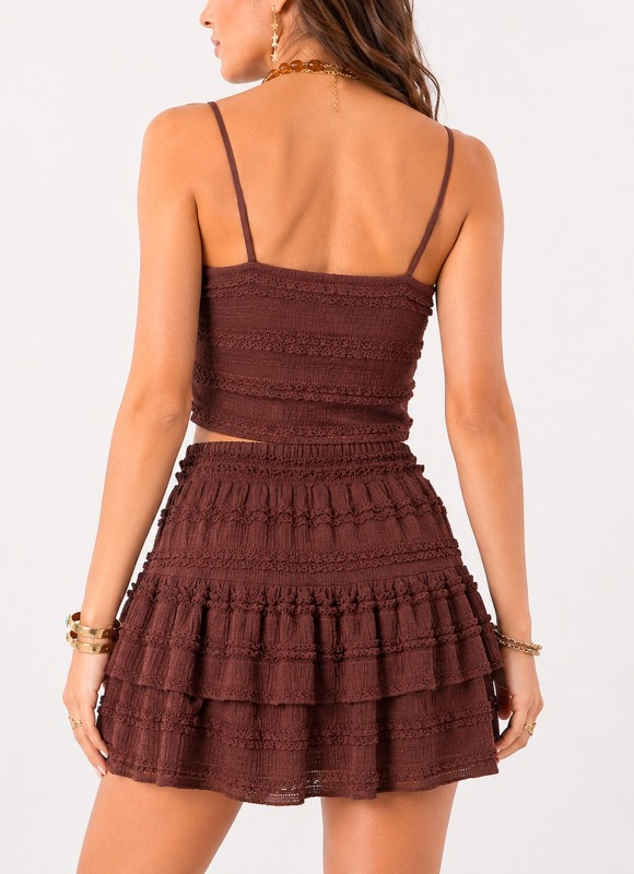 Falda Pantalón Crochet Mujer | Marrón Beige Negro | Premonición.online