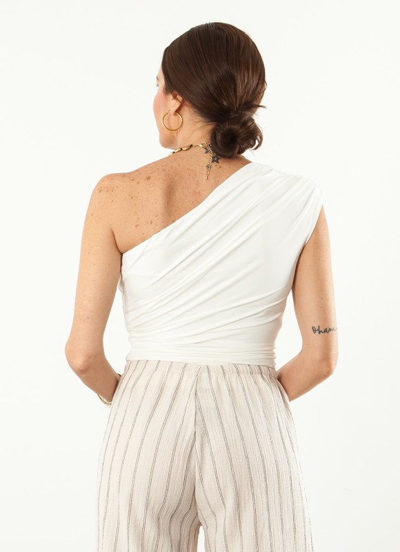 Top Fruncido Mujer Hombro Descubierto | Premonición.online
