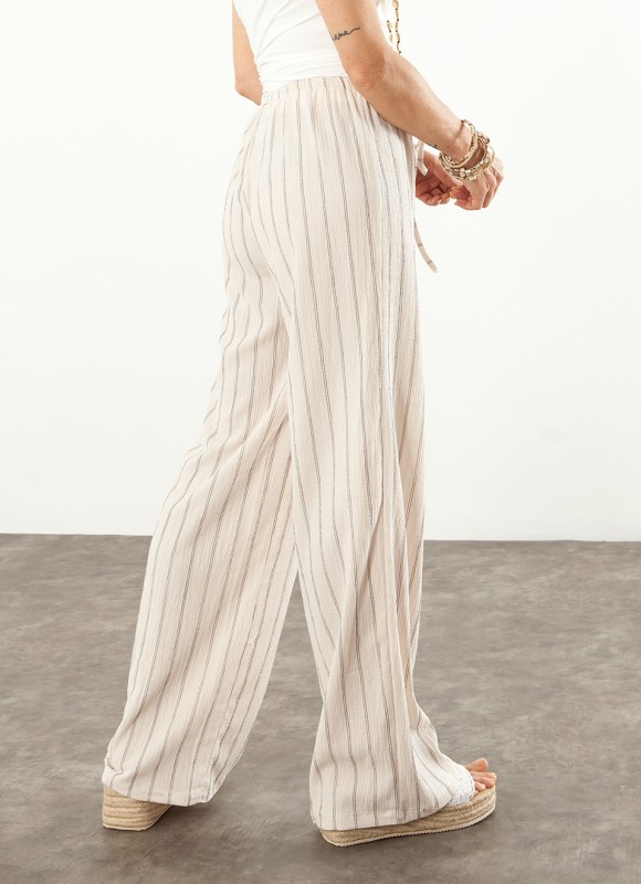 Pantalón Fluido Mujer | Crudo Blanco Camel | Premonición.online