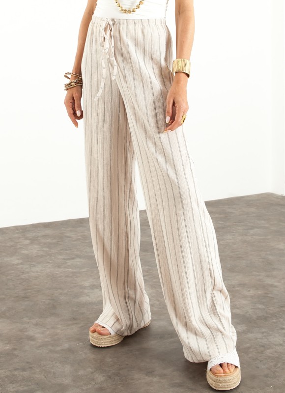 Pantalón Fluido Mujer | Crudo Blanco Camel | Premonición.online