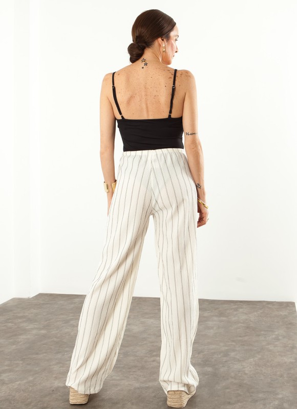 Pantalón Fluido Mujer | Crudo Blanco Camel | Premonición.online