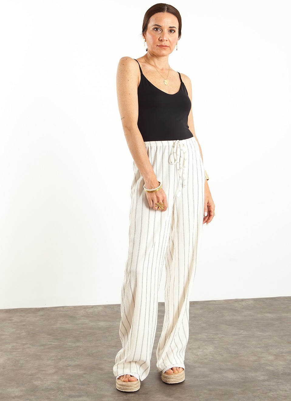 Pantalón Fluido Mujer | Crudo Blanco Camel | Premonición.online