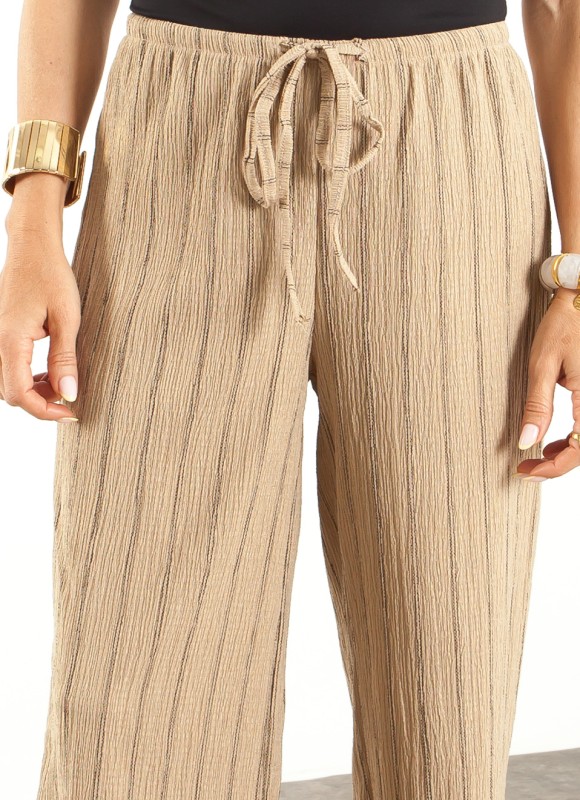 Pantalón Fluido Mujer | Crudo Blanco Camel | Premonición.online