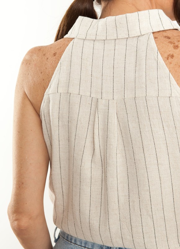 Blusa Rayas Sin Mangas Mujer | Moda Femenina | Premonición.online