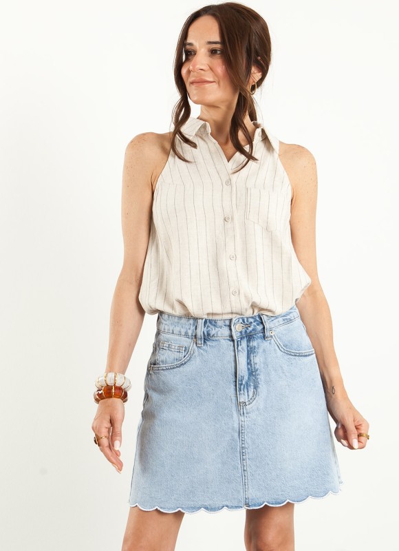 Blusa Rayas Sin Mangas Mujer | Moda Femenina | Premonición.online