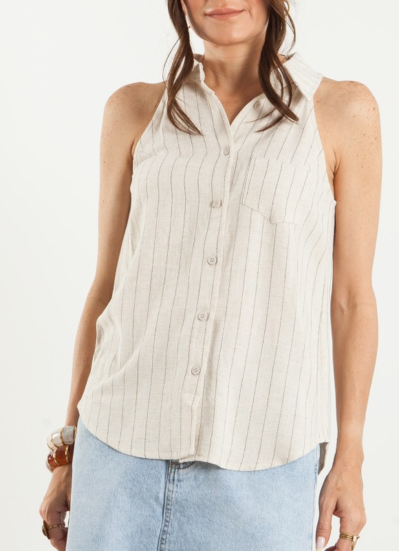 Blusa Rayas Sin Mangas Mujer | Moda Femenina | Premonición.online