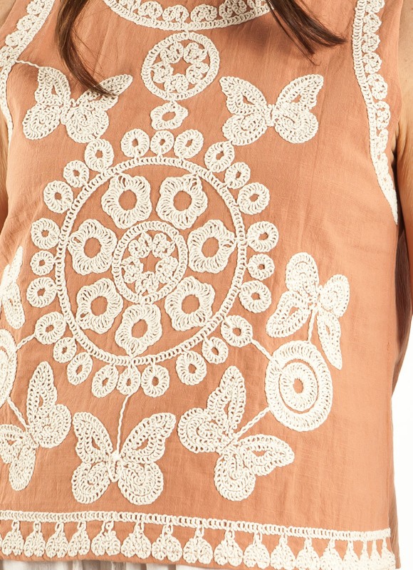 Blusa Sin Mangas Bordada Mujer | Moda Femenina | Premonición.online