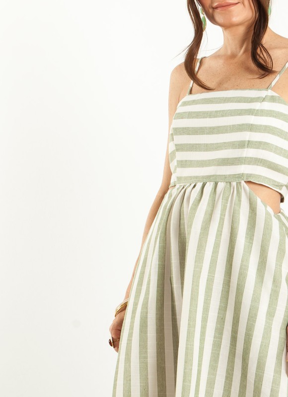 Vestido Largo Tirantes Rayas Verdes Mujer | Premonición.online