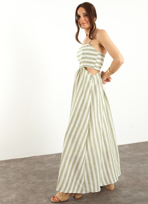 Vestido Largo Tirantes Rayas Verdes Mujer | Premonición.online