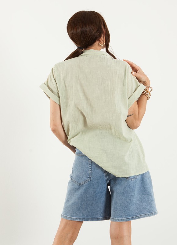 Camisa Bordada Manga Corta Mujer | Moda Femenina | Premonición.online