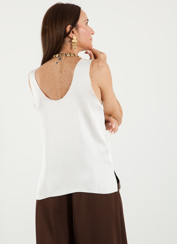 Blusa Satinada Tirantes Blanca Mujer | Moda Femenina | Premonición.online