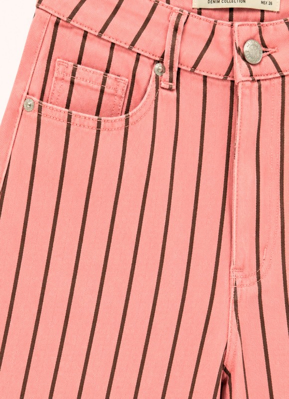 Bermuda Vaquera Rayas Mujer | Rosa y Marrón | Premonición.online