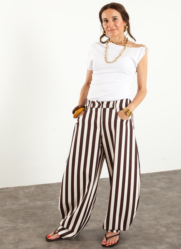 Pantalón balloon rayas