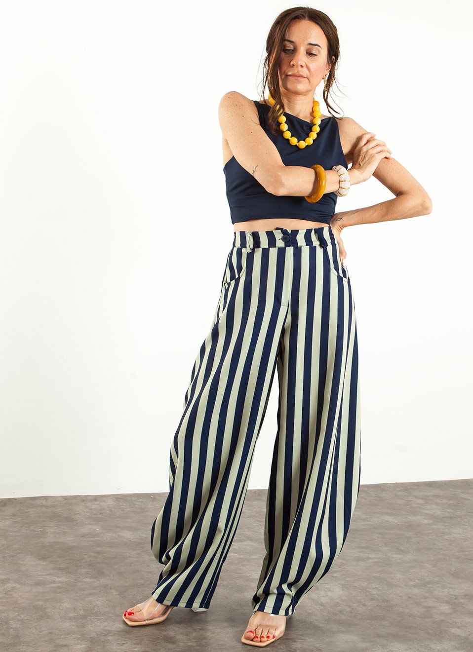 Pantalón balloon rayas