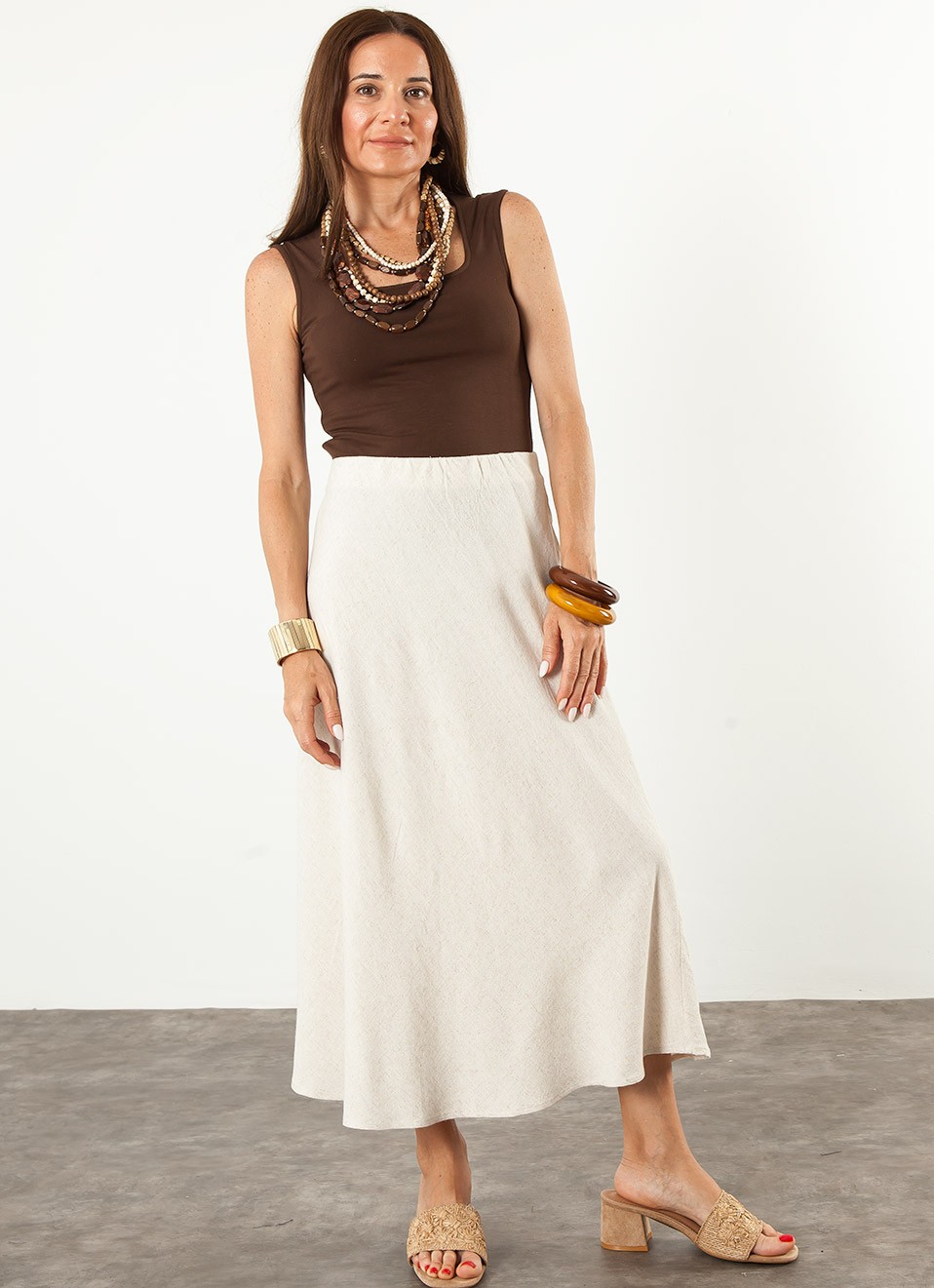 Falda Midi Lino Mujer | Moda Femenina | Premonición.online