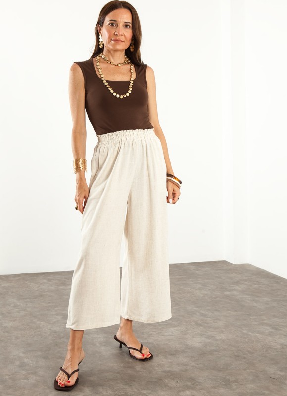 Pantalón Culotte de Lino Mujer | Moda Femenina | Premonición.online