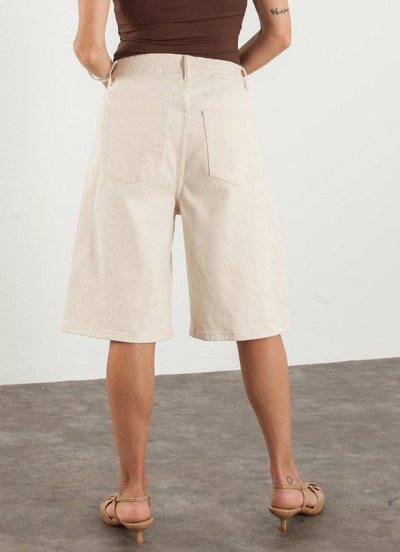 Bermuda Vaquera Beige Mujer | Largo Midi | Moda Femenina | Premonición.online