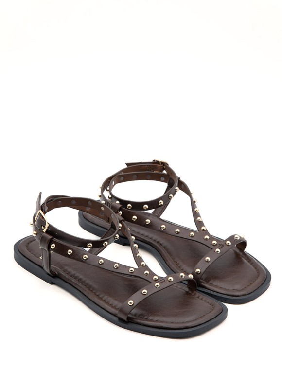 Sandalia con Tachas Mujer | Marrón y Negro | Premonición.online