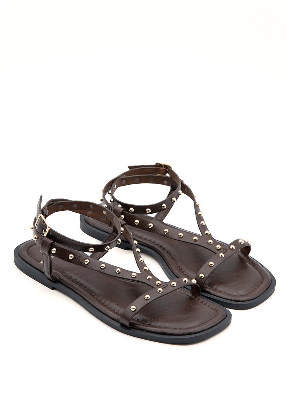 Sandalia con Tachas Mujer | Marrón y Negro | Premonición.online