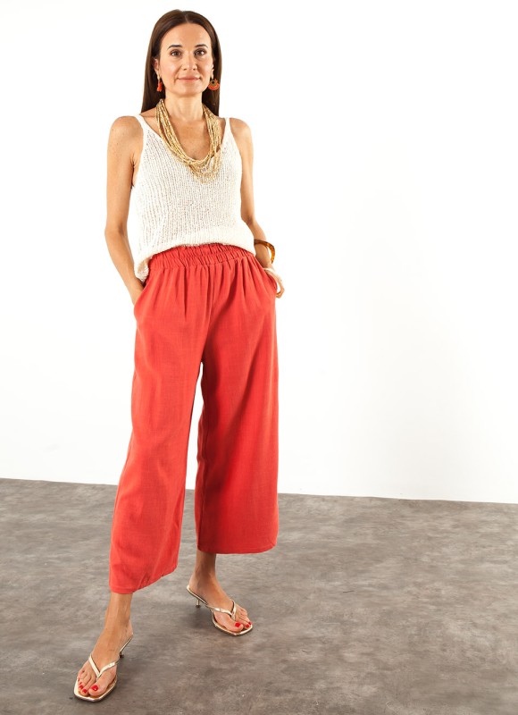 Pantalón Culotte de Lino Mujer | Moda Femenina | Premonición.online