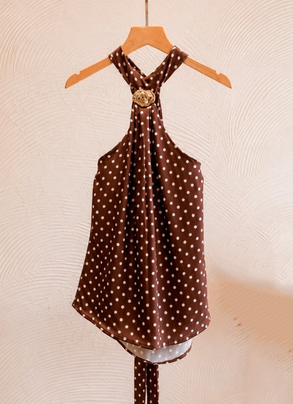 Blusa Lunares Cuello Halter Mujer | Moda Verano | Premonición.online