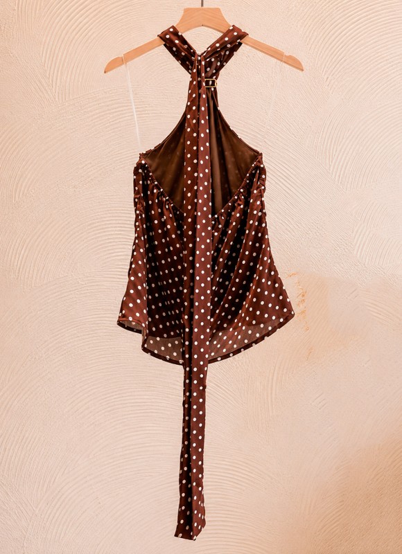 Blusa Lunares Cuello Halter Mujer | Moda Verano | Premonición.online
