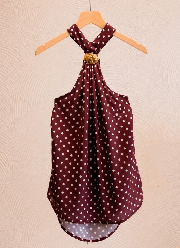 Blusa Lunares Cuello Halter Mujer | Moda Verano | Premonición.online