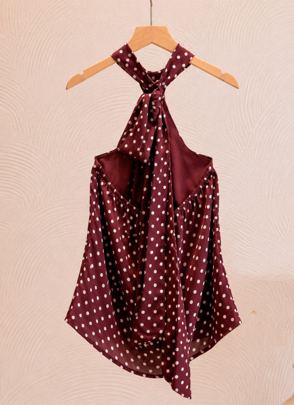 Blusa Lunares Cuello Halter Mujer | Moda Verano | Premonición.online