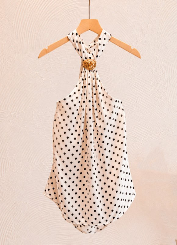 Blusa Lunares Cuello Halter Mujer | Moda Verano | Premonición.online
