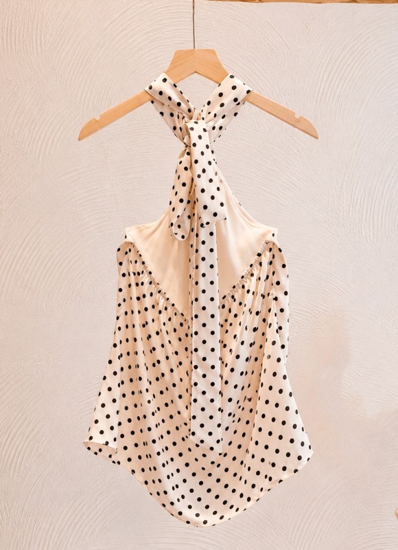 Blusa Lunares Cuello Halter Mujer | Moda Verano | Premonición.online