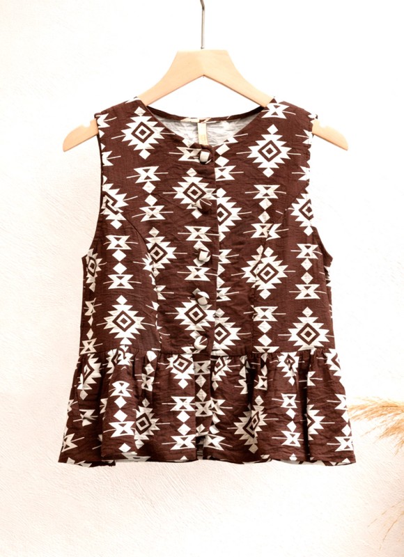 Top Estampado Marrón Tirantes | Premonición.online