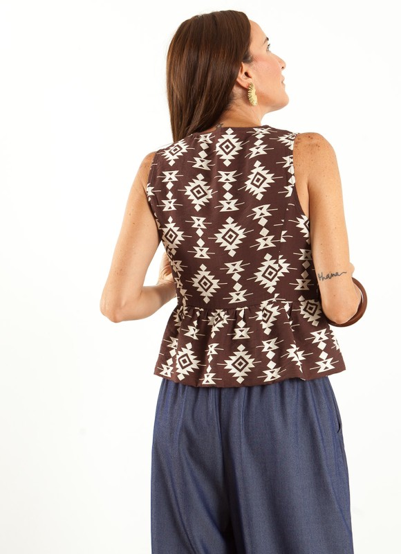 Top Estampado Marrón Tirantes | Premonición.online