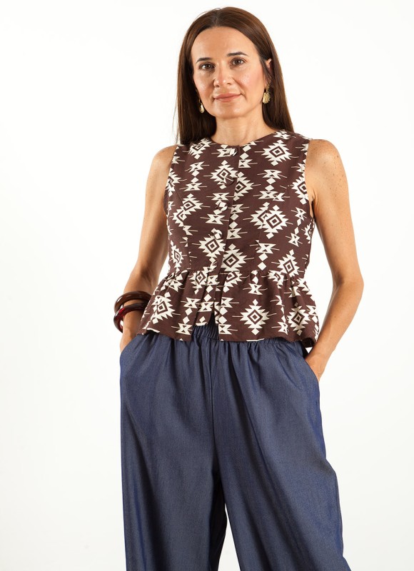 Top Estampado Marrón Tirantes | Premonición.online