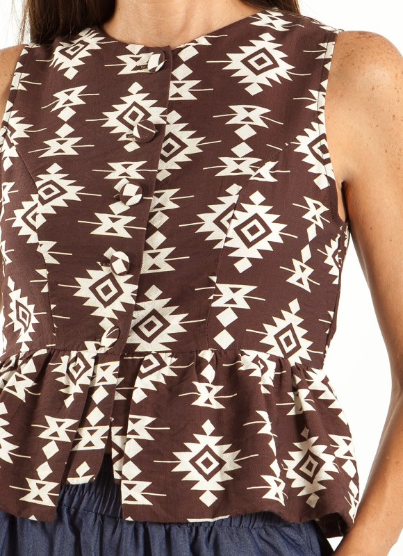 Top Estampado Marrón Tirantes | Premonición.online
