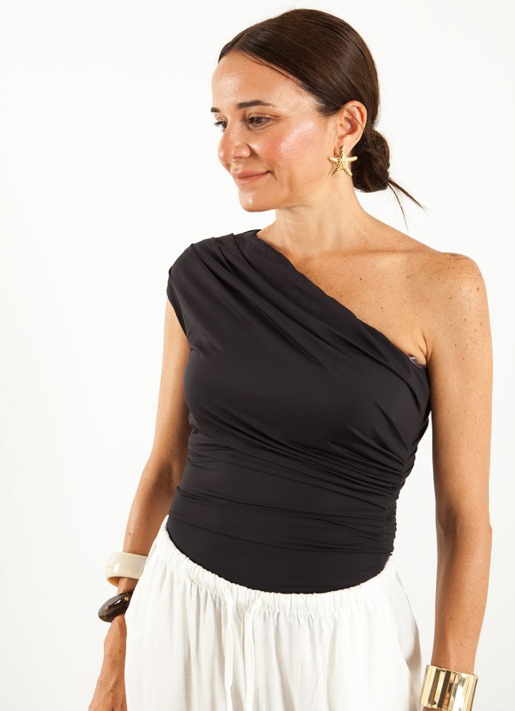 Top Fruncido Mujer Hombro Descubierto | Premonición.online