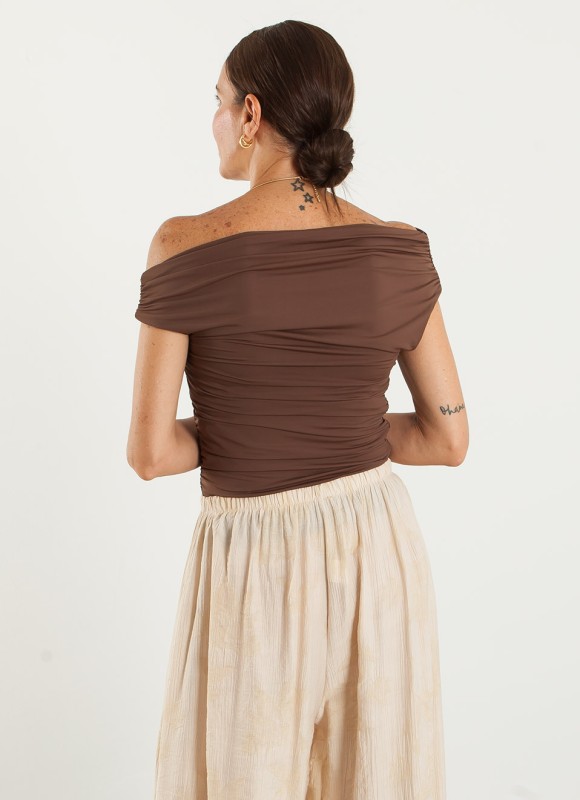 Top Fruncido Cuello Barco Mujer | Moda Verano | Premonición.online
