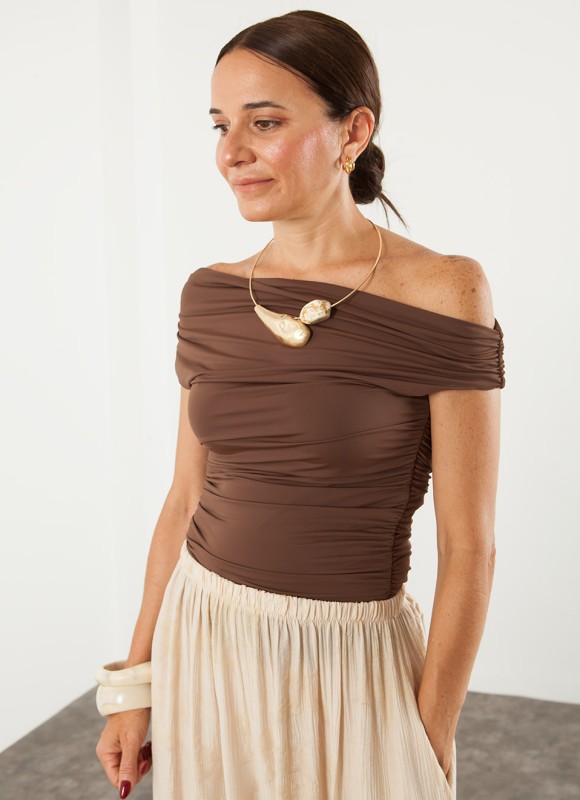 Top Fruncido Cuello Barco Mujer | Moda Verano | Premonición.online