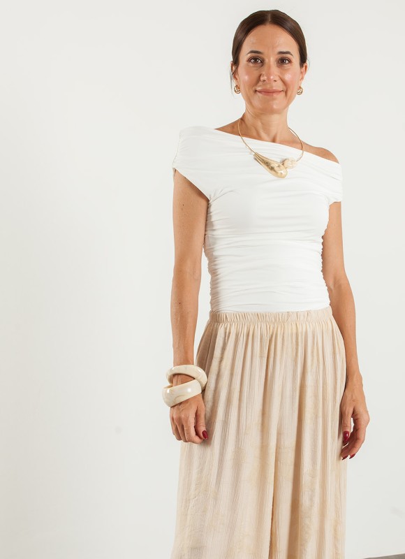 Top Fruncido Cuello Barco Mujer | Moda Verano | Premonición.online