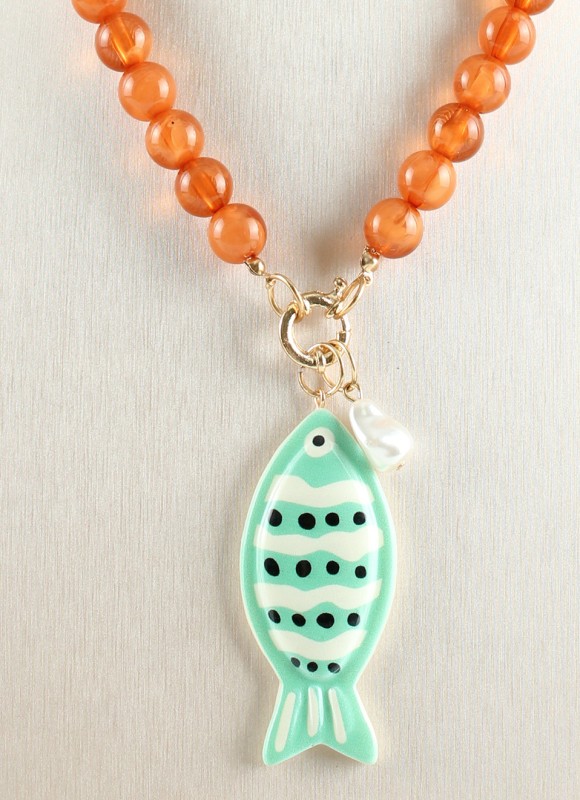 Collar de Bolas con Pez de Resina Mujer | Moda | Premonición.online