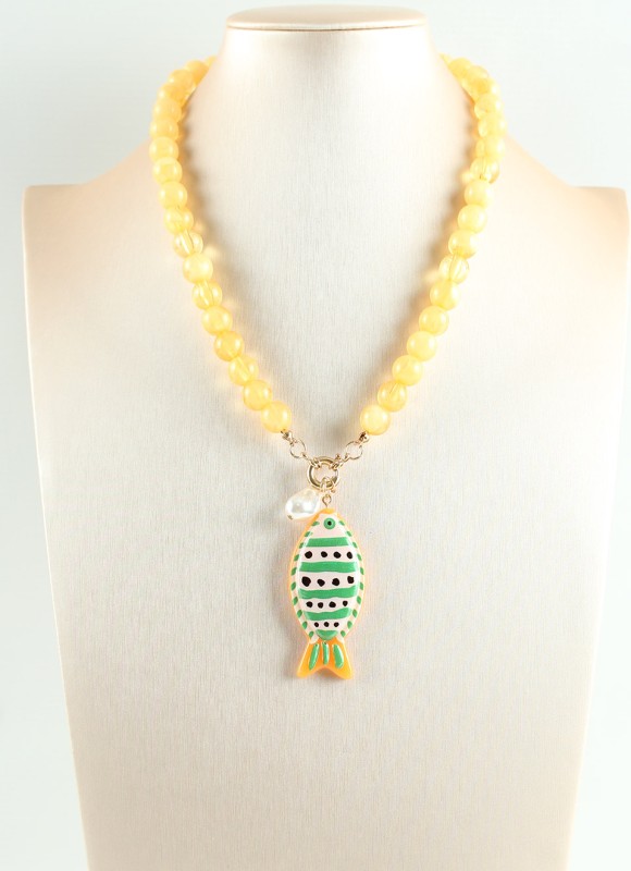 Collar de Bolas con Pez de Resina Mujer | Moda | Premonición.online