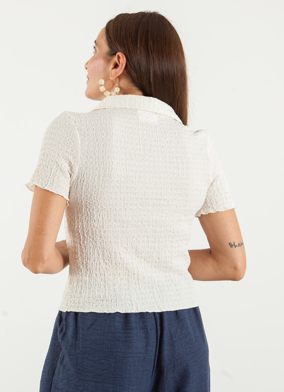 Camisa Crop Efecto Arrugado Mujer | Moda Verano | Premonición.online