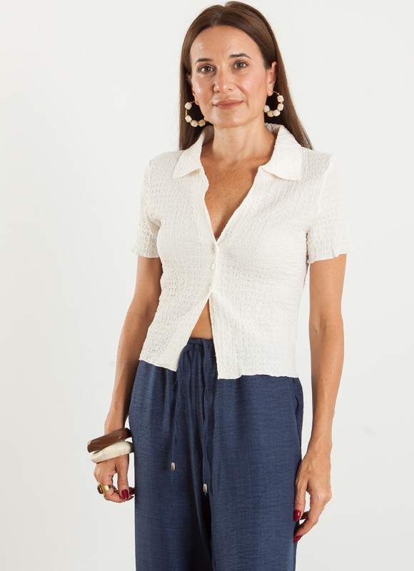 Camisa Crop Efecto Arrugado Mujer | Moda Verano | Premonición.online