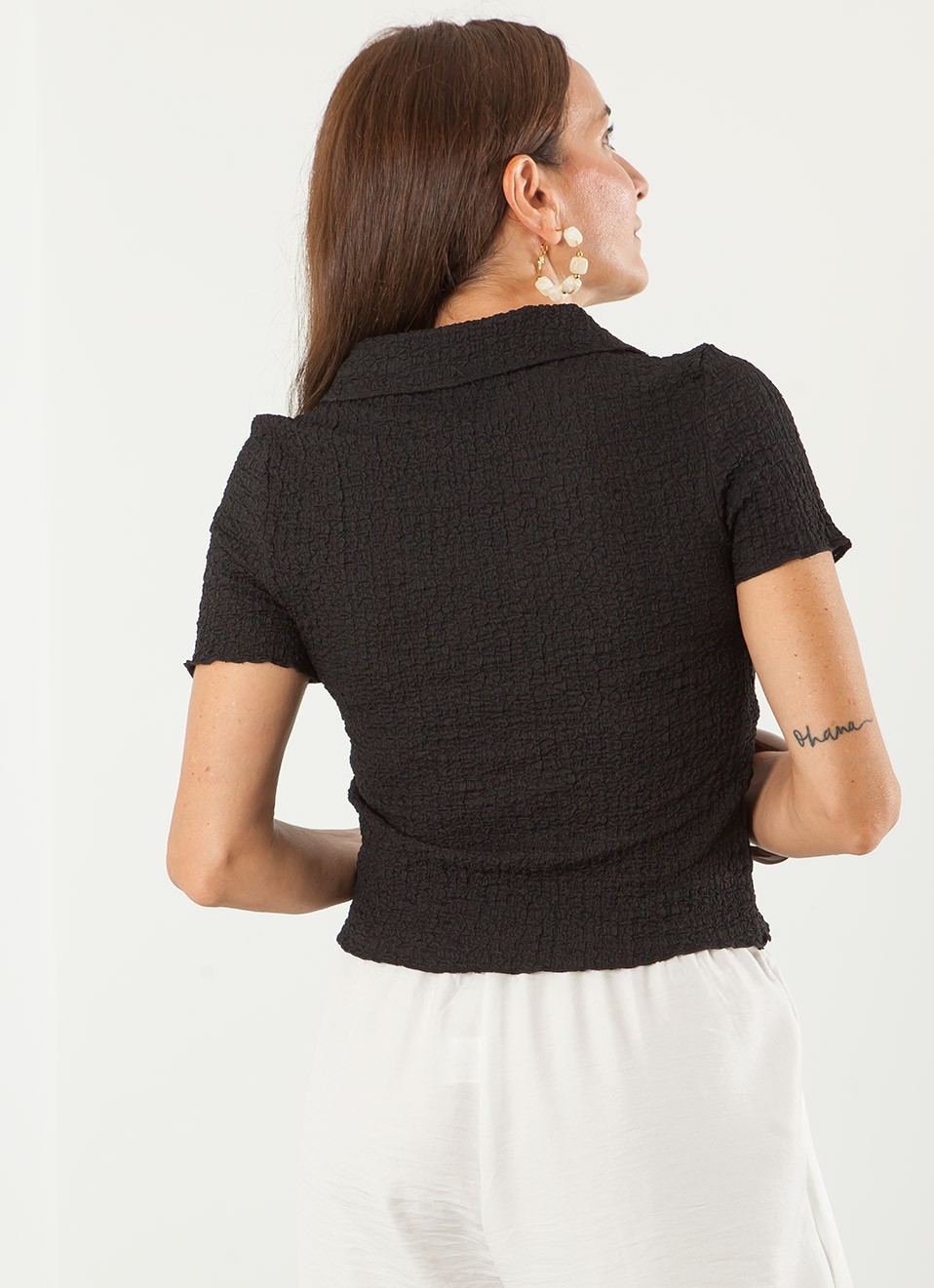 Camisa Crop Efecto Arrugado Mujer | Moda Verano | Premonición.online