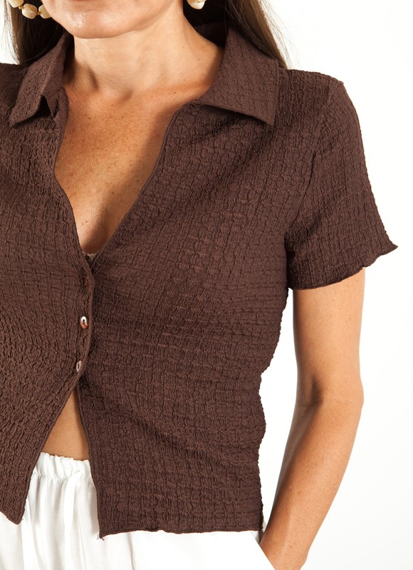 Camisa Crop Efecto Arrugado Mujer | Moda Verano | Premonición.online