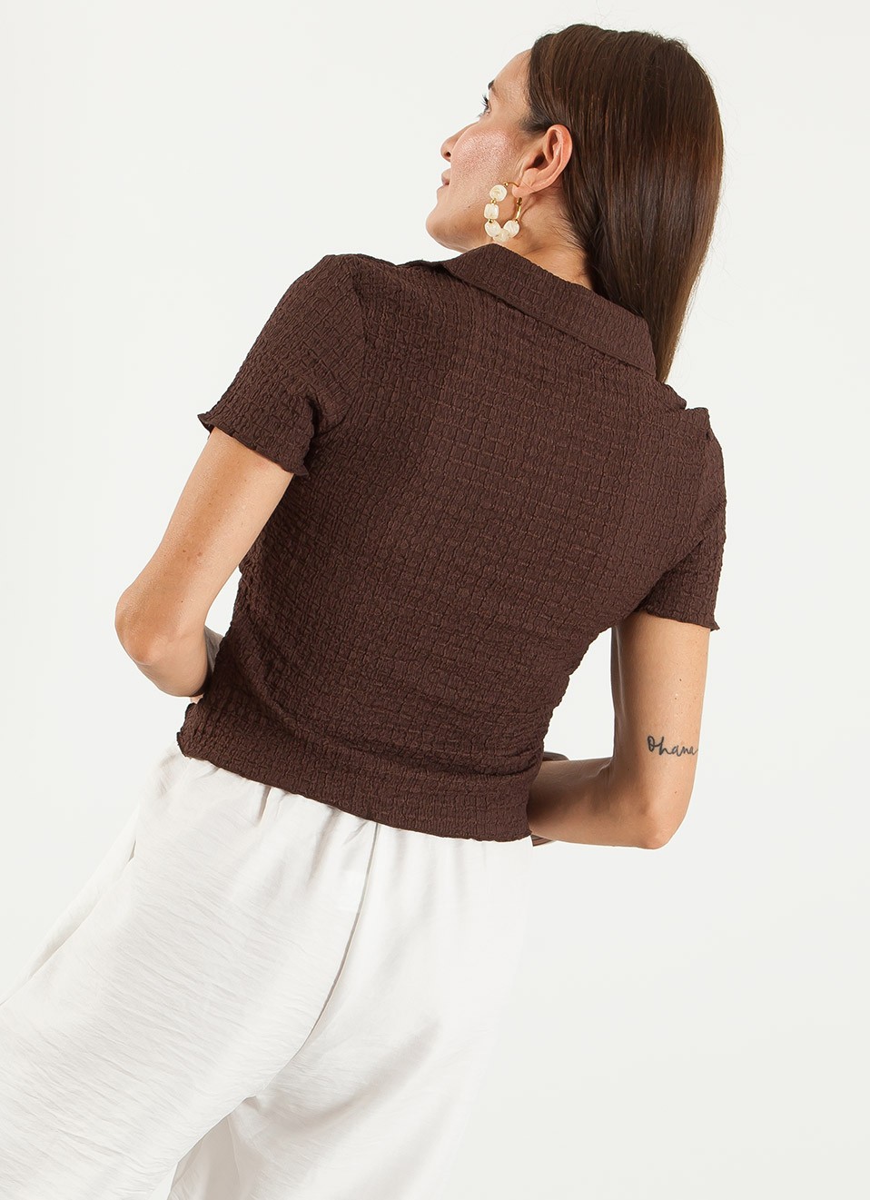 Camisa Crop Efecto Arrugado Mujer | Moda Verano | Premonición.online