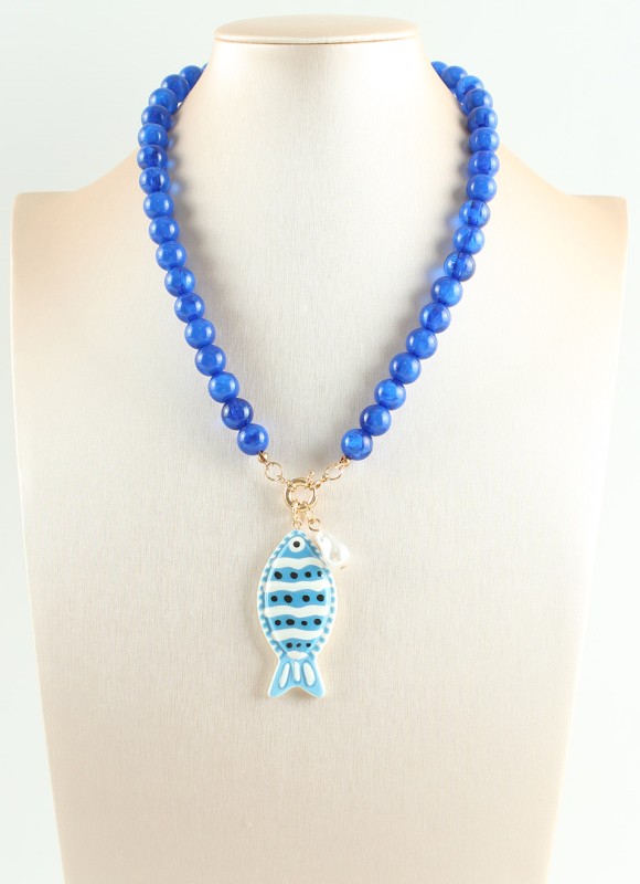 Collar de Bolas con Pez de Resina Mujer | Moda | Premonición.online